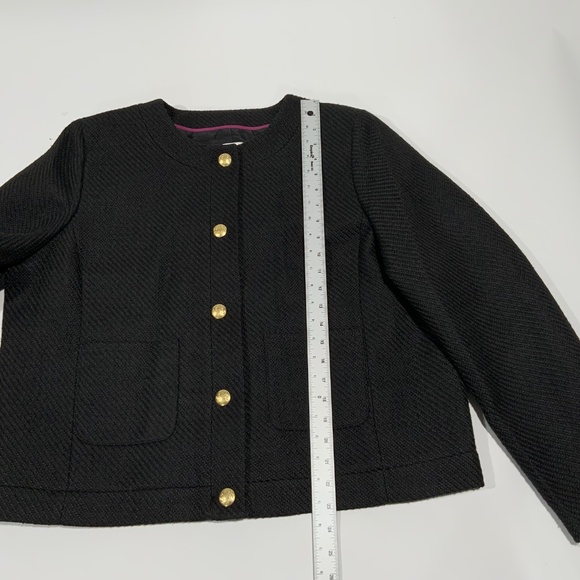 J. Crew Sz 18 Black Tweed Lady Jacket cropped collarless blazerBS929 BS928 - Picture 7 of 8